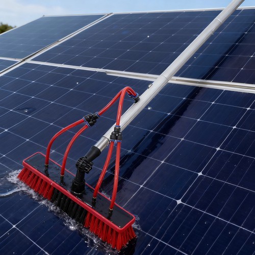 Solar Panel Window Cleaning Tool Outdoor Cleaning Brush & Pole Cleaning Kit