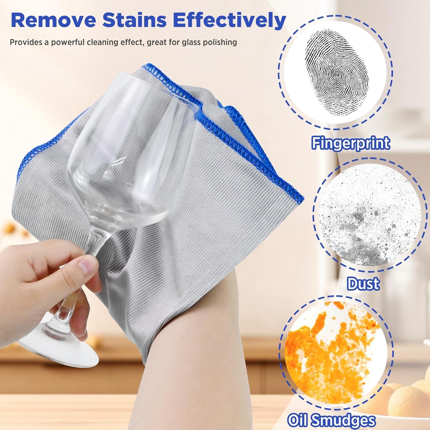 12 Pack Microfiber Glass Cleaning Cloth, 320GSM Thick Lint Glass Towels,