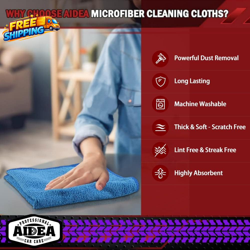 Microfiber Cleaning Cloth 50PK Microfiber Towels for Cars Premium Wash Cloths