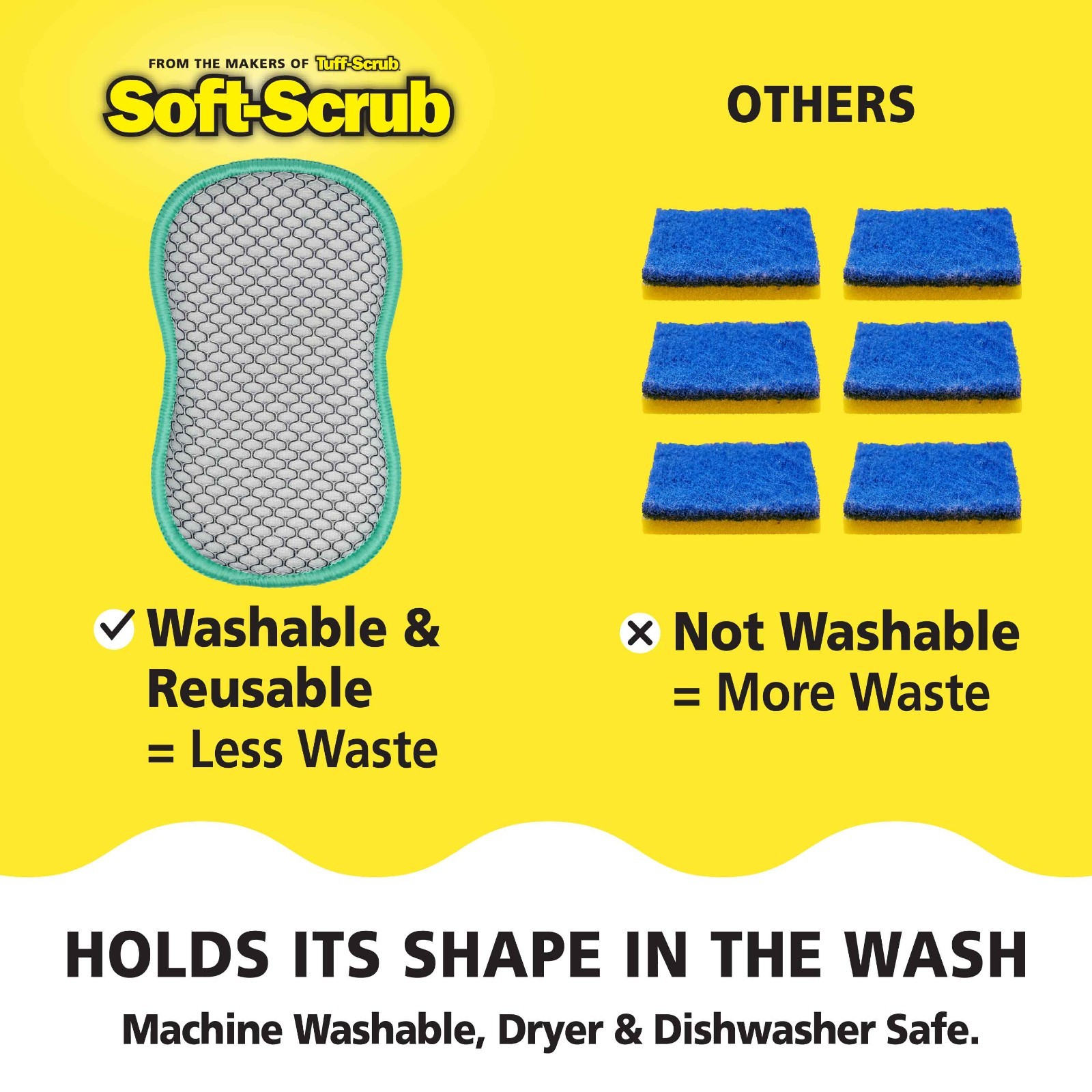 SALE!! Soft-Scrub by Tuff-Scrub Scrub-N-Wipe Cleaning Sponge Pads, Large 12PK