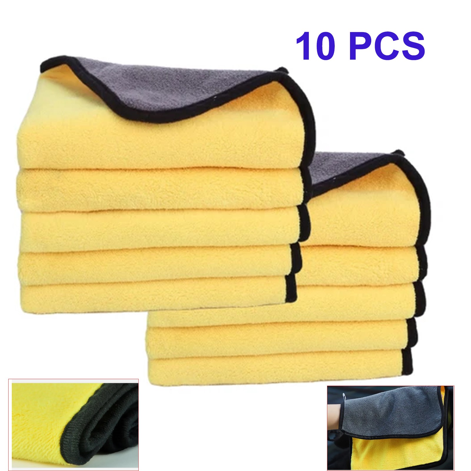 Auto Detailing Cloths – Select 2, 10 or 50 Pcs – Scratch-Free Wash Rag Yellow
