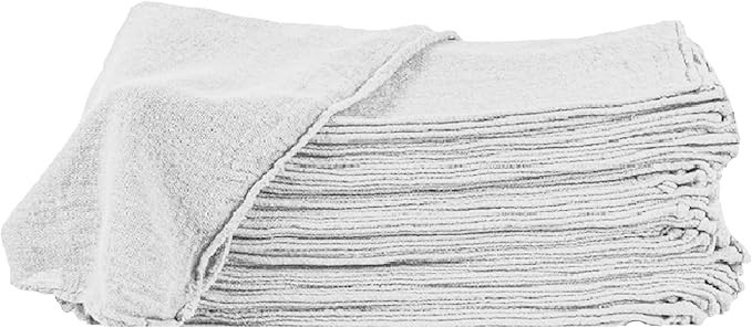 50 Pcs White Shop Towels Jumbo 12×14 Cleaning Rags, A-Grade & Free Shipping
