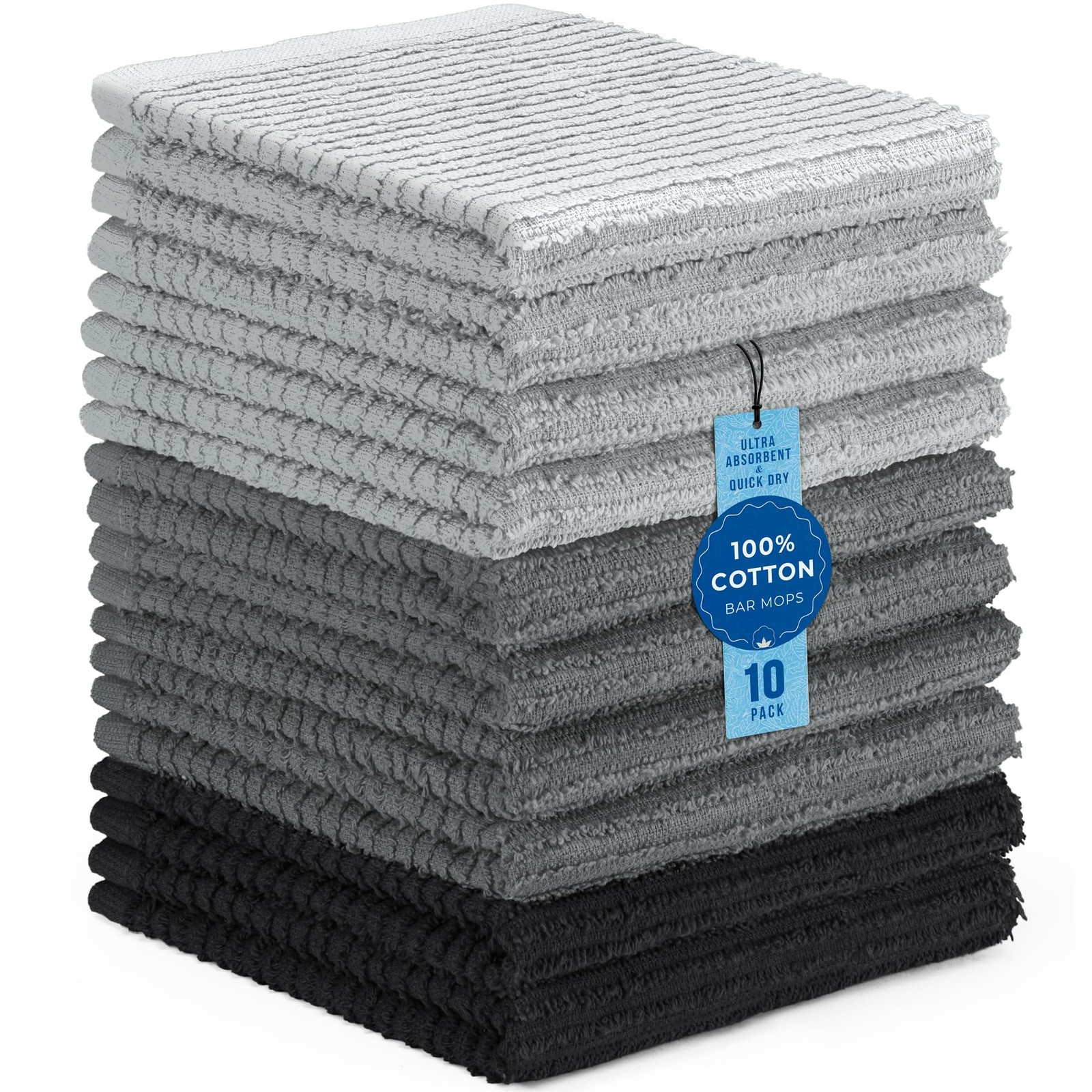 100% Cotton Bar Mop Towels, Kitchen Dish Cloths, Multi-Purpose Cleaning Towel…