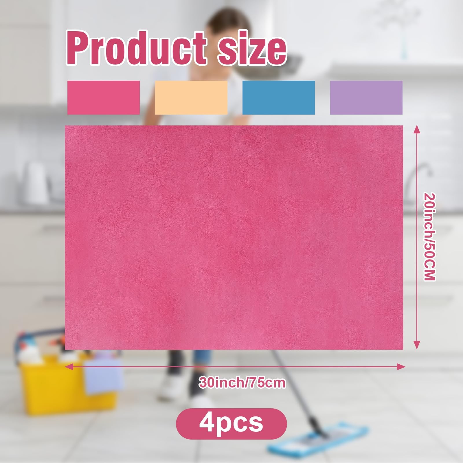 4 Pcs Multicolor Extra Large Microfiber Cleaning Cloth 30 x 20 Inch Reusable …