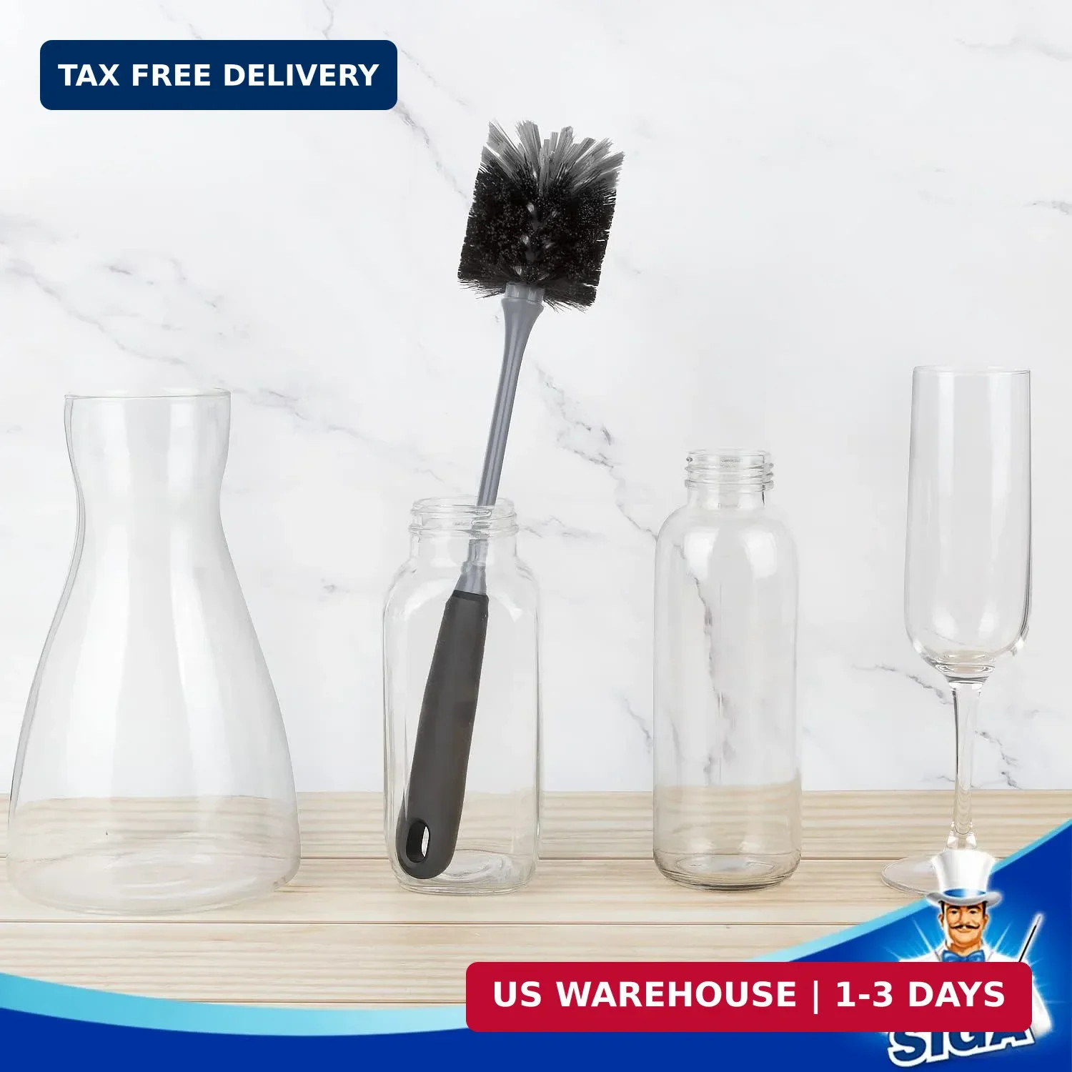 Bottle Brush Set 2pcs Flexible Long Handle Glassware Mug Cleaner