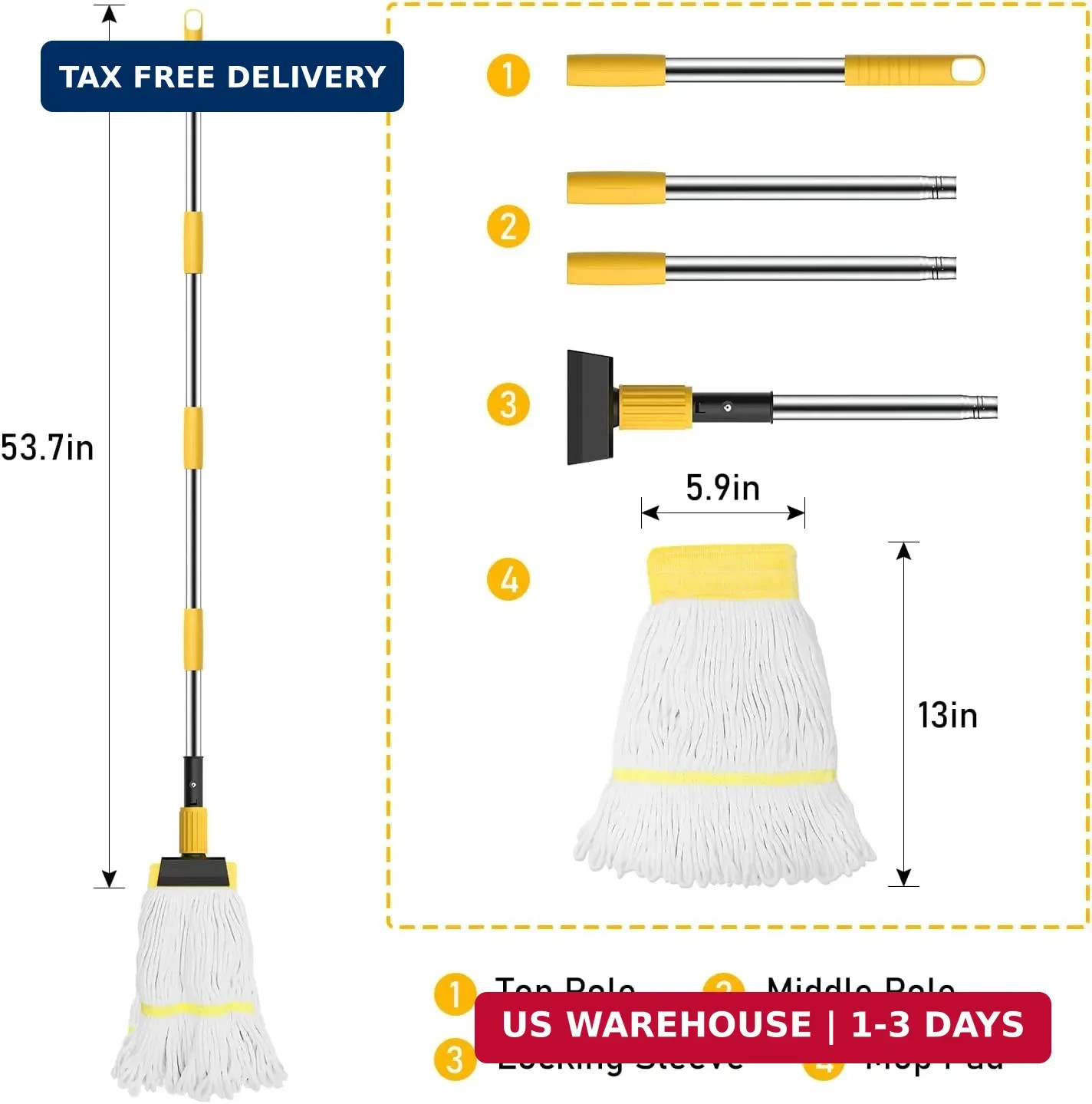 Heavy Duty String Wet Mop for Floor Cleaning, Commercial Industrial Cotton Mops