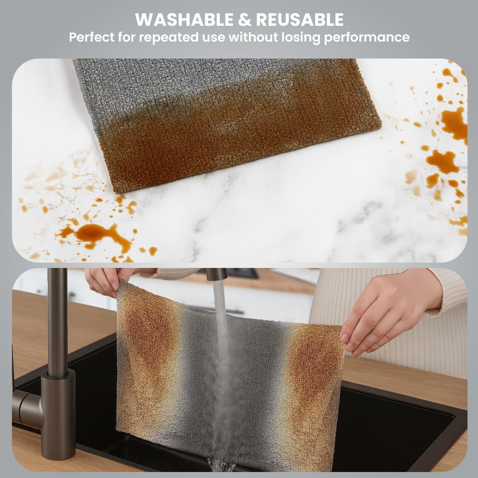 Microfiber Cleaning Cloth Roll 25×25 CM Reusable Washable Lint Free 20 Sheets