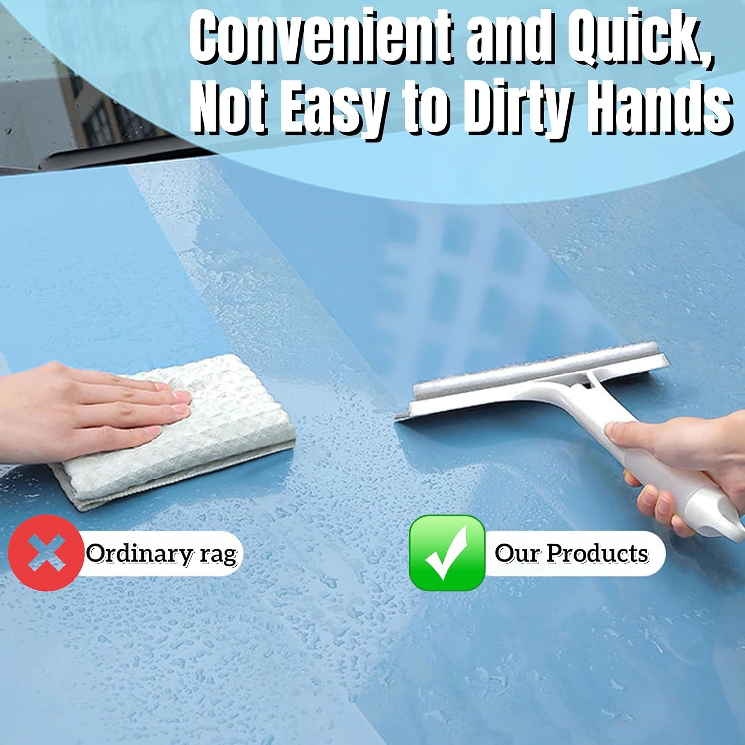 3 in 1 Window Cleaning Scraper Spray Squeegee Cleaner w/ Spray Bottle for Glass