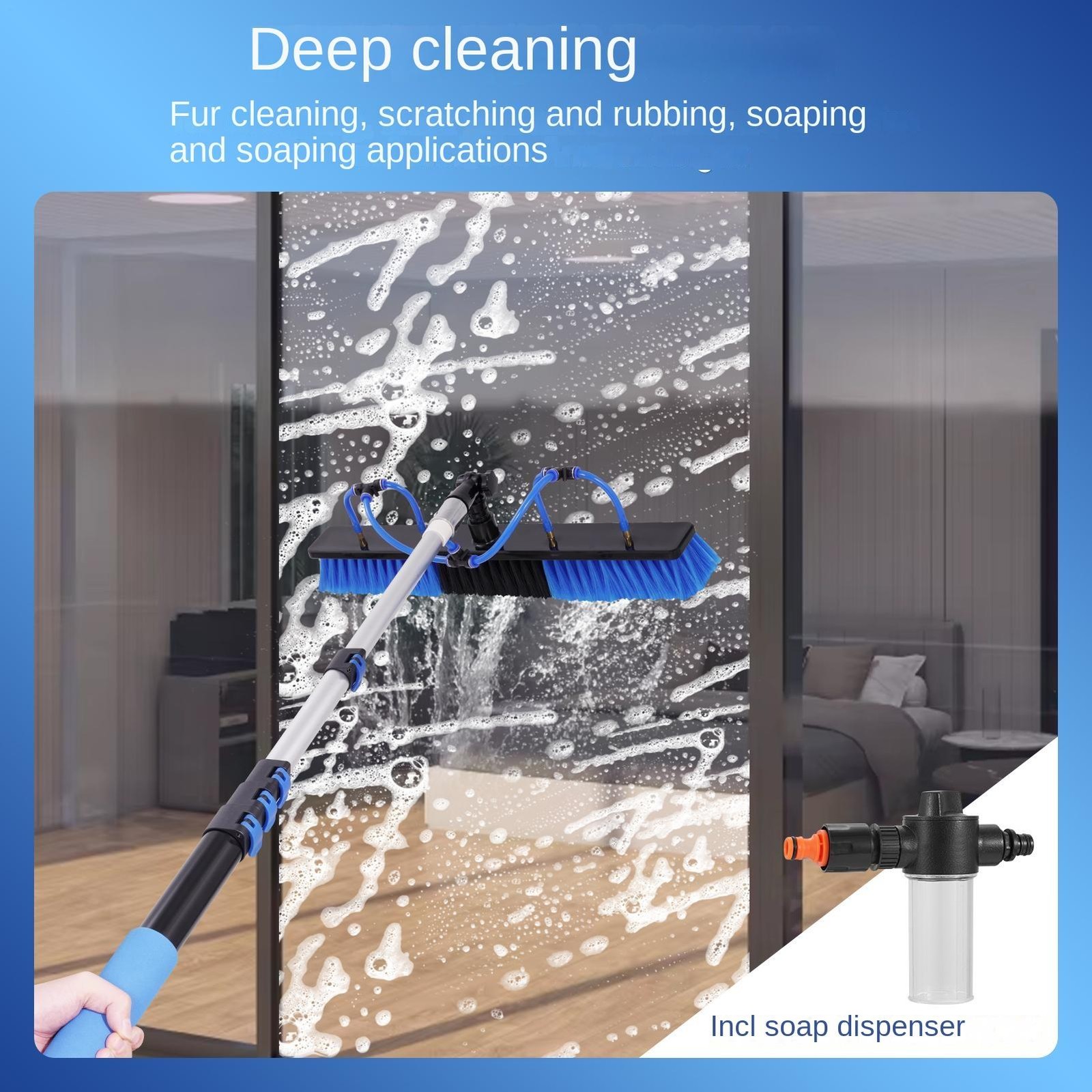 Solar Panel Cleaning Kit with 16 ft Water Fed Pole and Brush System