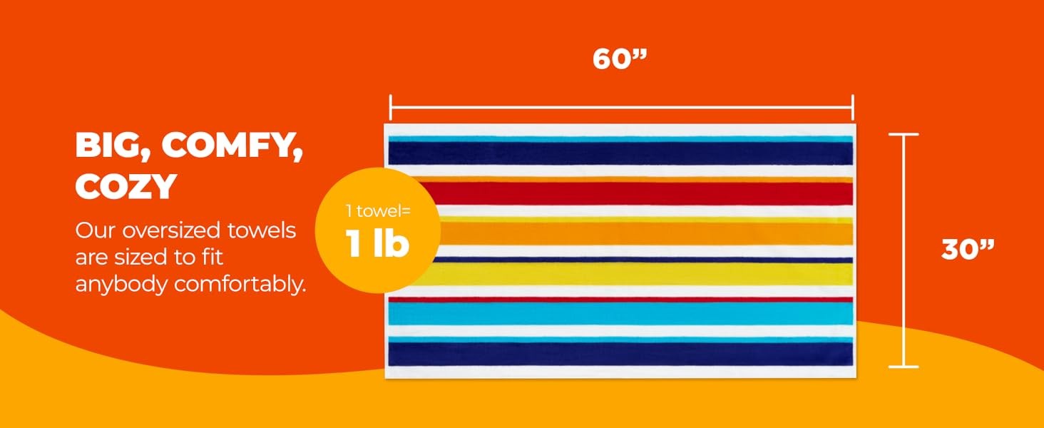 Ben Kaufman Joey Velour Colored Classic Multi-Color Stripe Beach & Pool Towel –