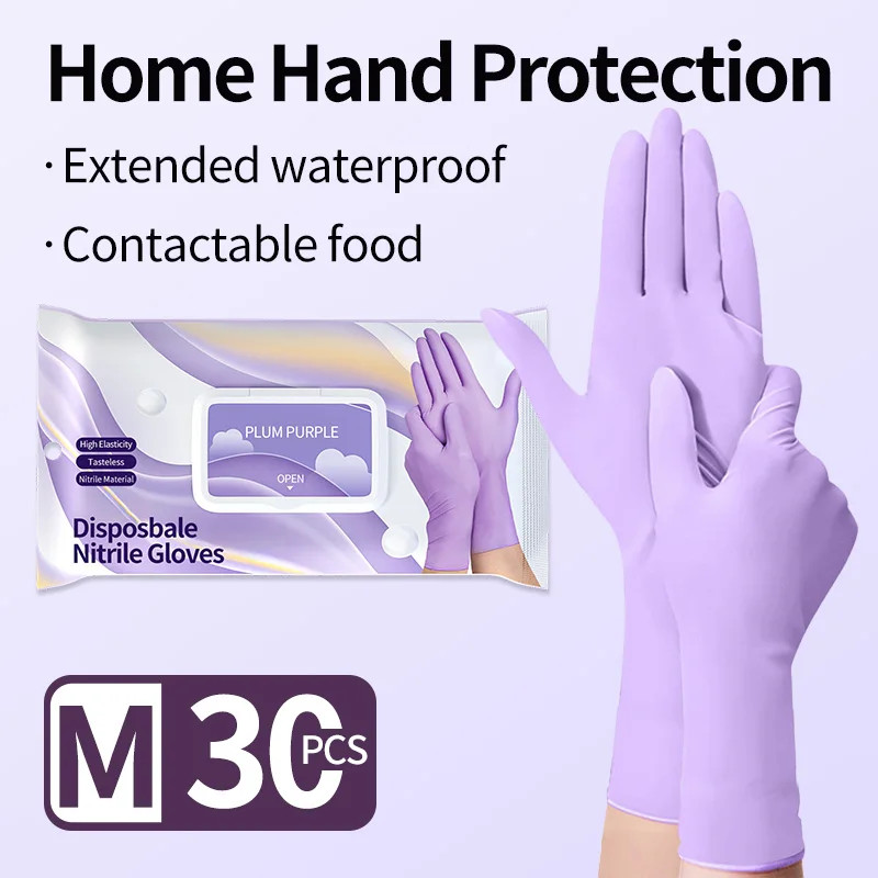 Disposable Nitrile Cleaning Gloves Latex-Free Thicken Extended Cuff Food Glove C