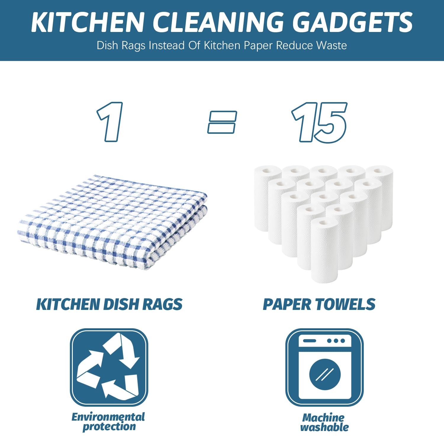 8 Pcs Kitchen Dish Rags,100% Cotton Soft Absorbent Quick Drying