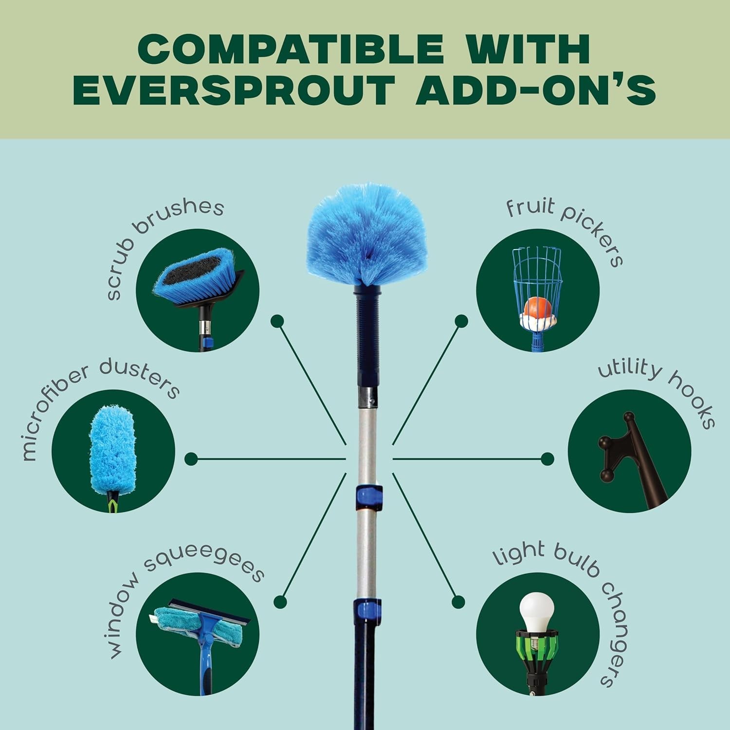 Telescoping Duster Extension Pole Cobweb Cleaner for Ceiling Walls Outdoors