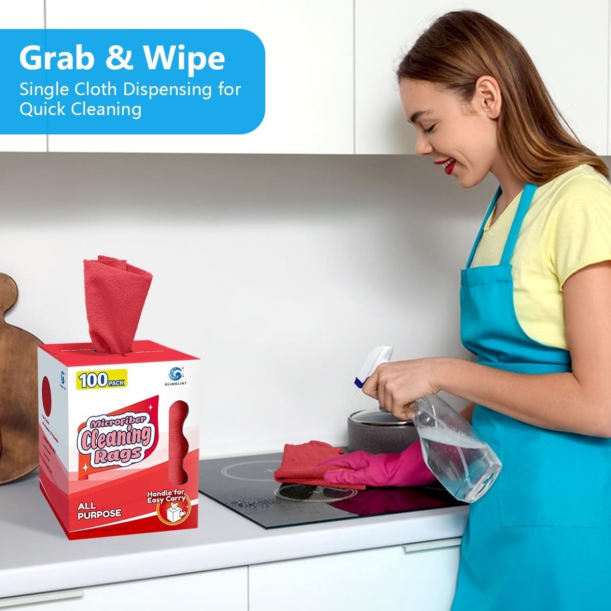 100 Pack Red Microfiber Cleaning Cloths – Lint-Free, Ultra Absorbent Rags for Ho