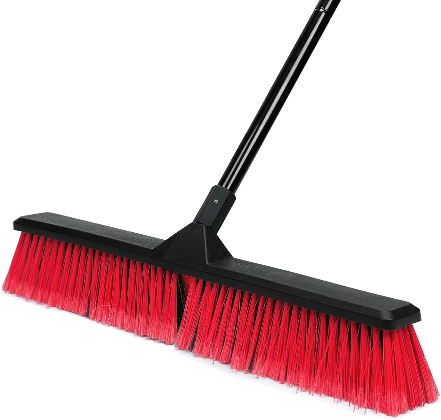 24″ Push Broom with 63″ Long Handle, Heavy Duty Broom for Floor Sweeping, Stiff