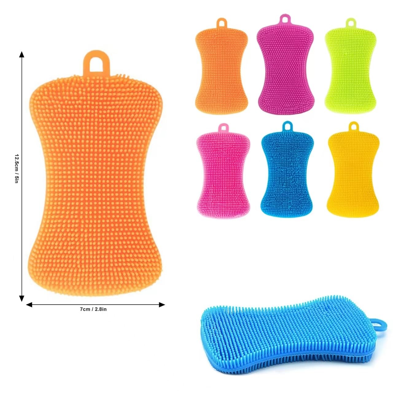 Silicone Dish Sponges 6 Pack Durable Fast Dry Multi Purpose Kitchen Set