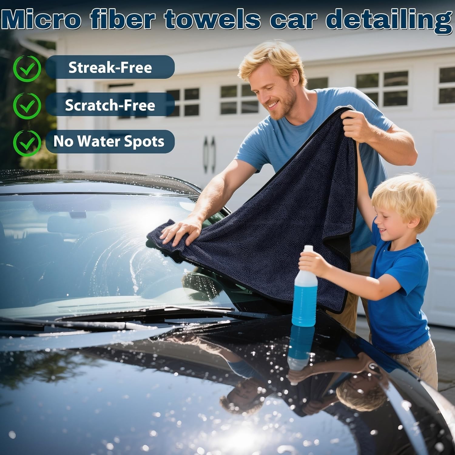 4 Toallas de Microfibra para Secado y Detallado de Autos 60×90 cm