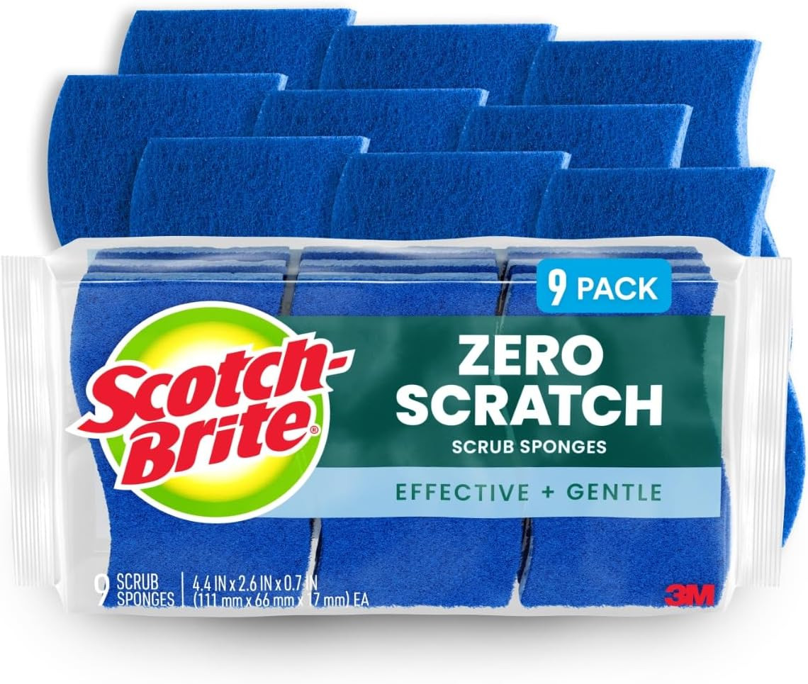 Scotch-Brite Zero Scratch Scrub Sponge, 9 Kitchen Sponges for Cleaning around th