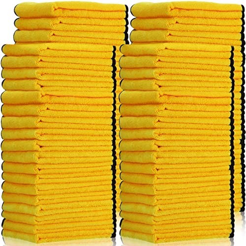 40 Yellow Microfiber Towels 16×16 Inch Car Drying Cloths Bulk Detailing