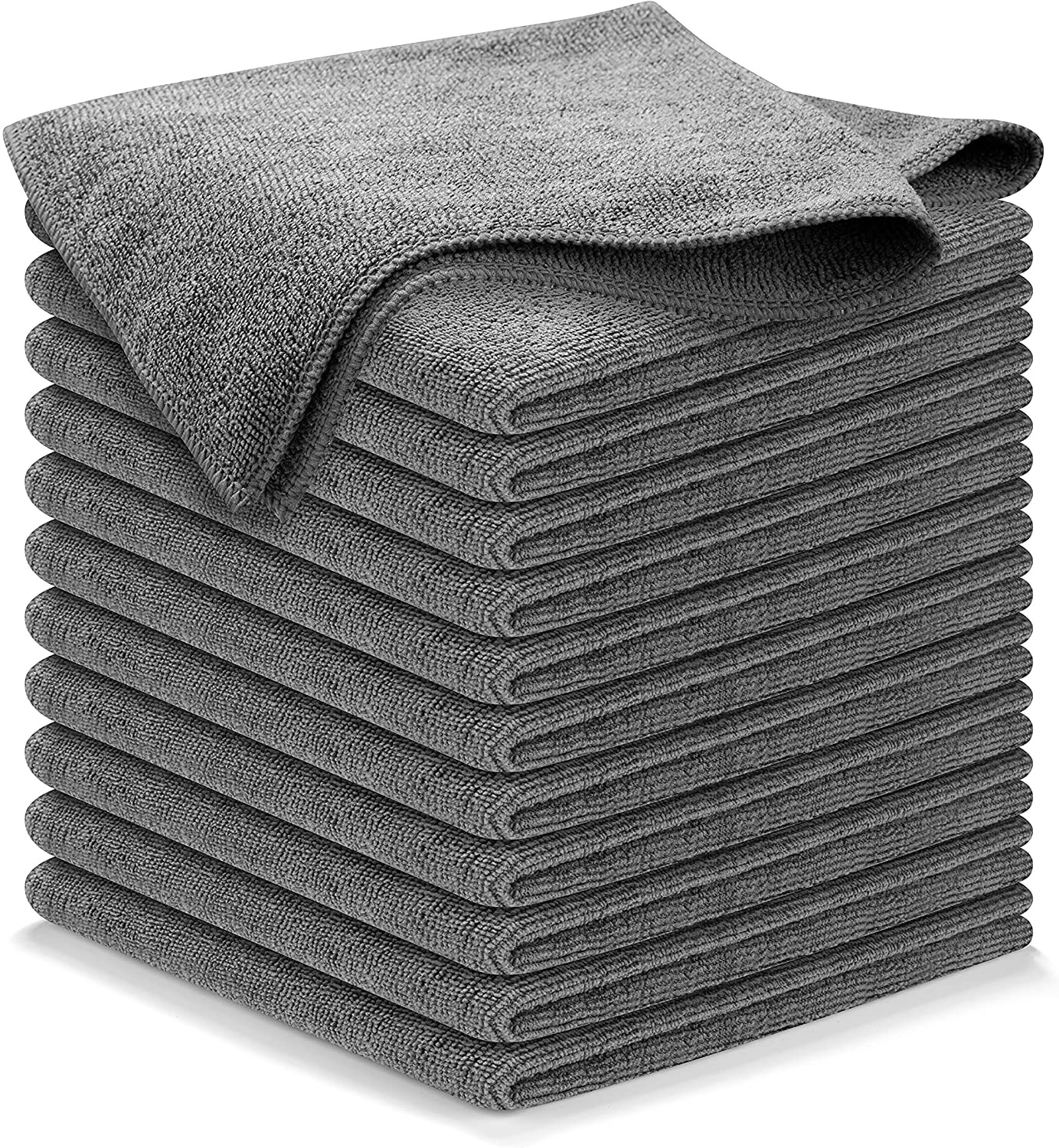USANOOKS Microfiber Cleaning Cloth Grey – 12 Pcs (12.5″X12.5″) – High Performanc