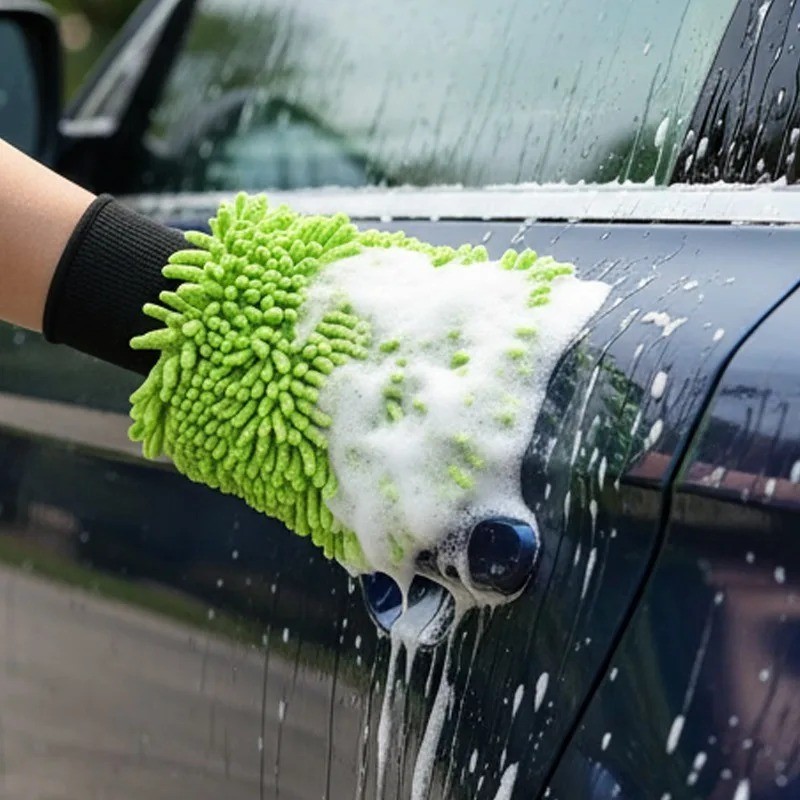 2 Pack Microfiber Car Wash Mitt Scratch Free Ultra Absorbent Car Cleaning Gloves