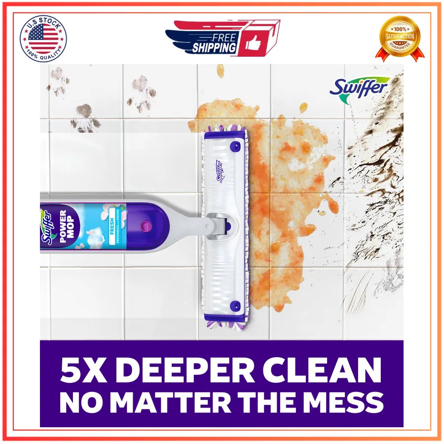Swiffer PowerMop Multi Surface Floor Cleaning Kit for Wood Tile Vinyl Laminate