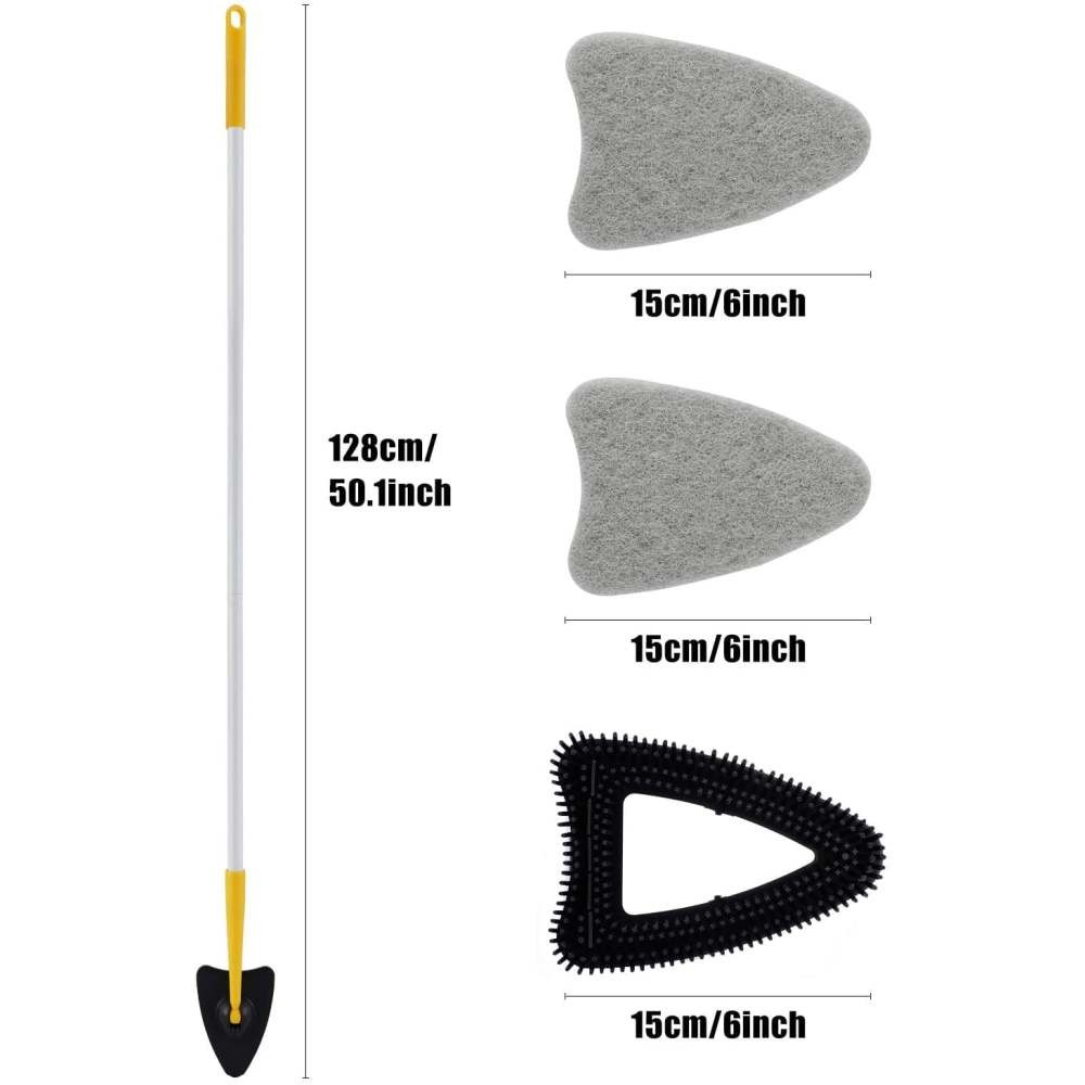 Tub Tile Scrubber Brush,2 in 1 Cleaning Brush Pole Stiff Bristles Scouring Pads