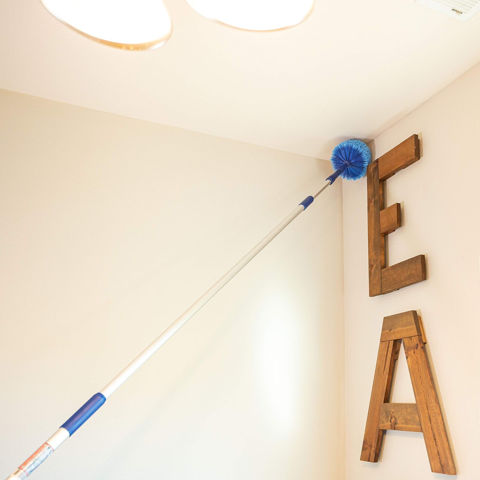 Cobweb Duster, Extendable Reach 20 feet, Ceiling 1 Count (Pack of 1), Blue