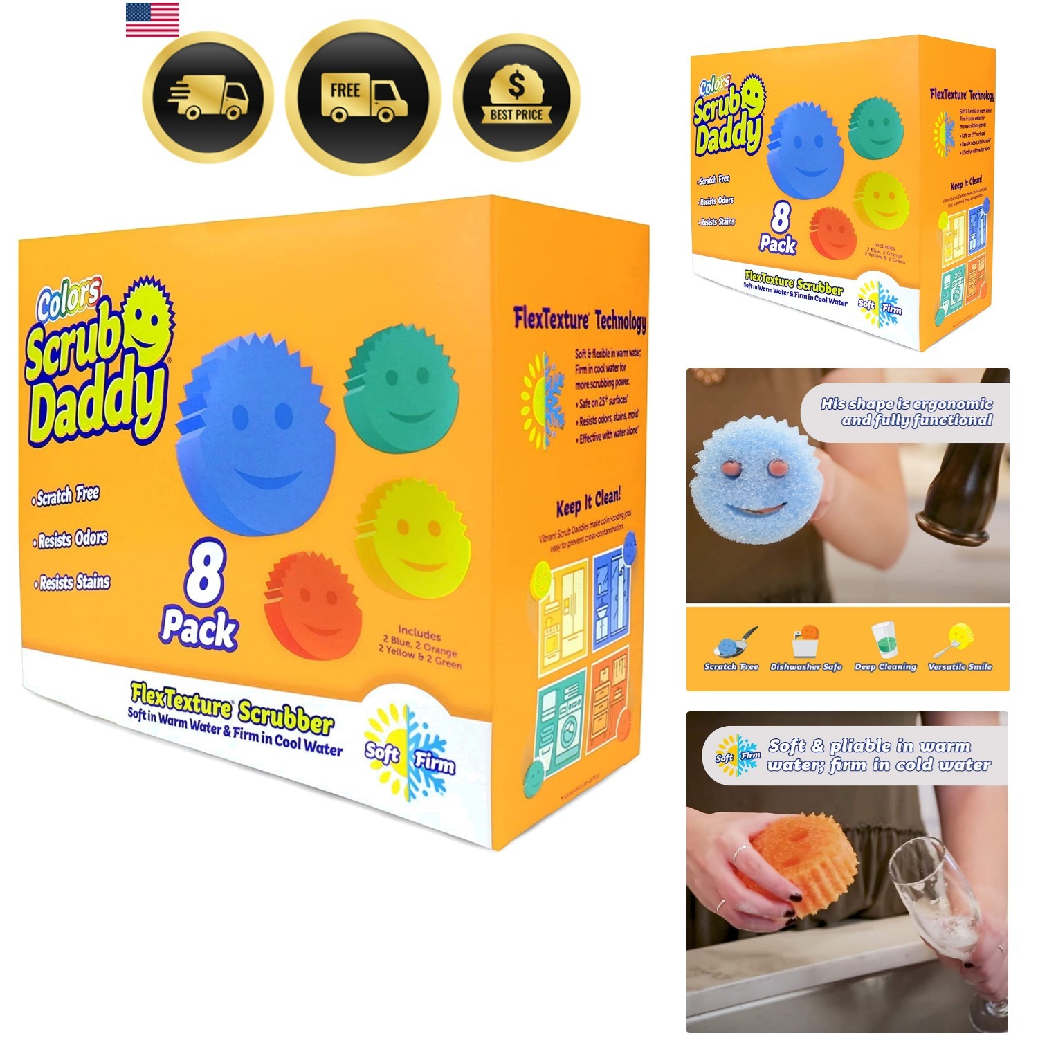 Sponges Set – Variety Colors – Scratch-Free Multipurpose Dish Sponge – BPA Fr…
