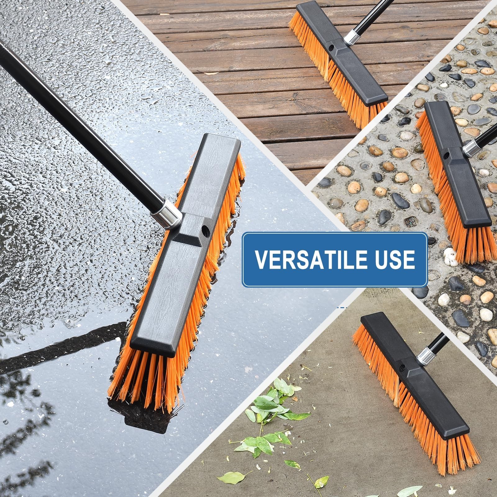 Heavy Duty 24″ Push Broom with 60″ Handle – Outdoor/Indoor Cleaning Tool, 2 Pack