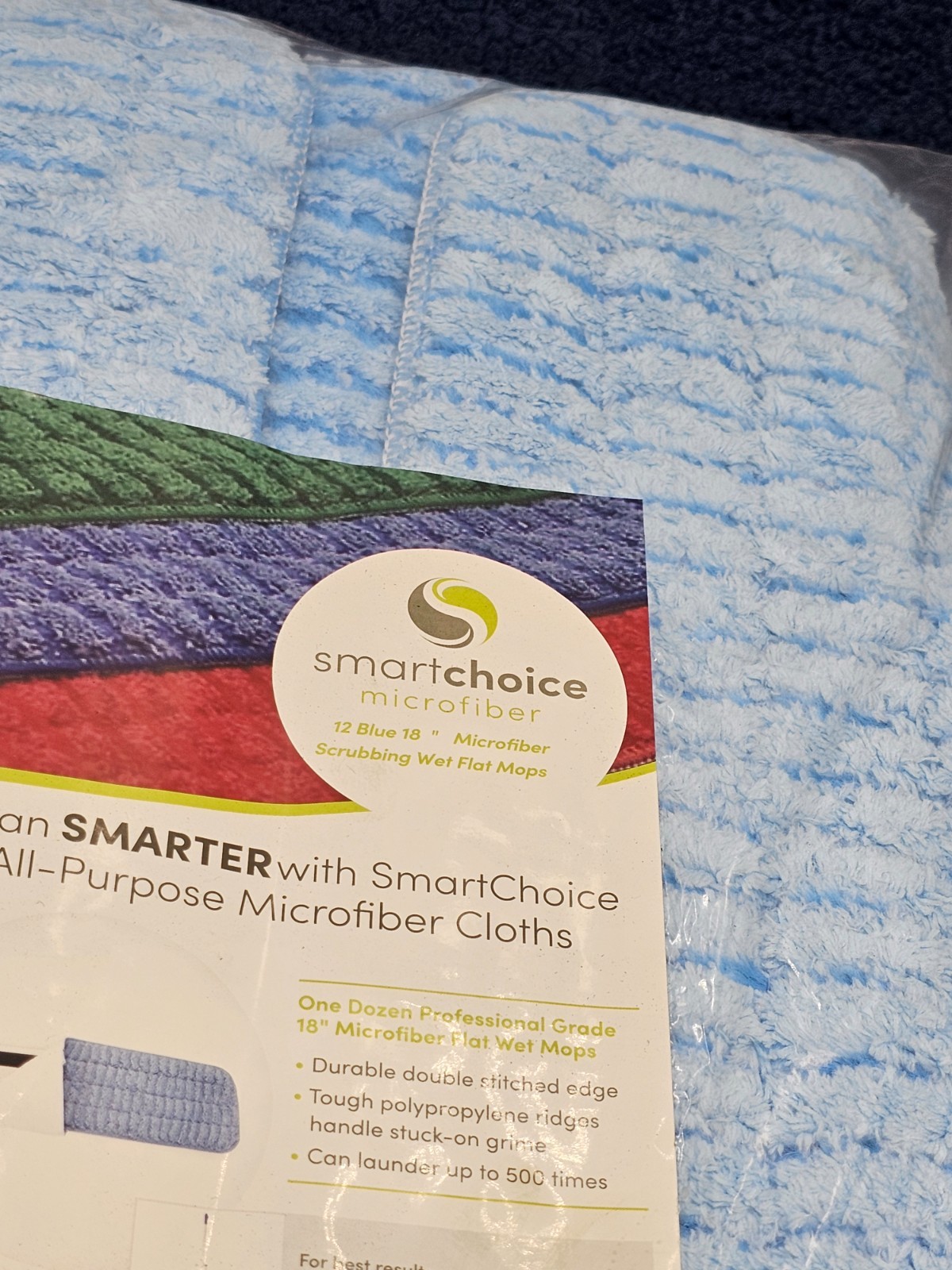 (QTY 12) Smart Choice M800018B All-Purpose Microfiber Cloths 18″ Blue