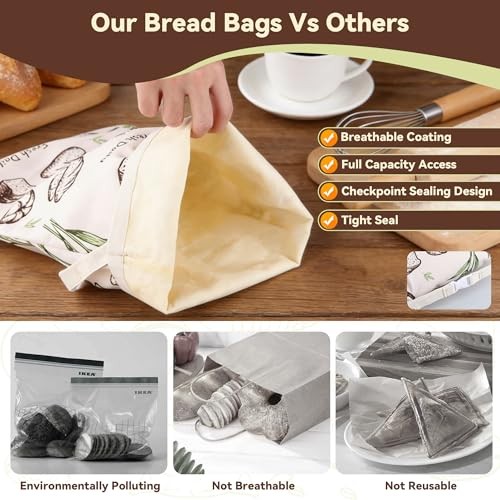 2 Pack Beeswax Bread Bags for Homemade Bread,17×13 In Sourdough Storage