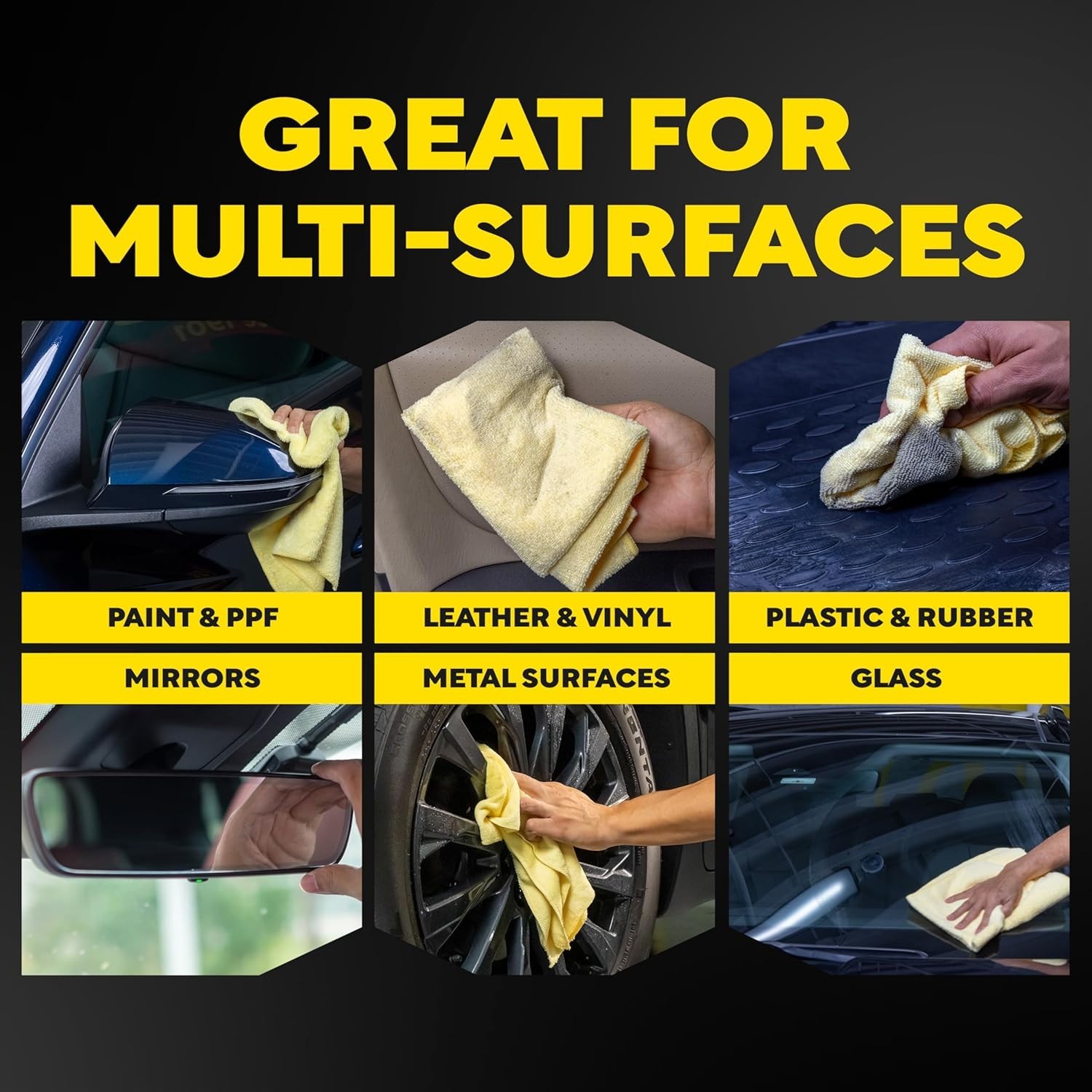 Streak-Free Car Care Microfiber Towels, 3 Pack – 24″ L x 16″ W, Machine Washable