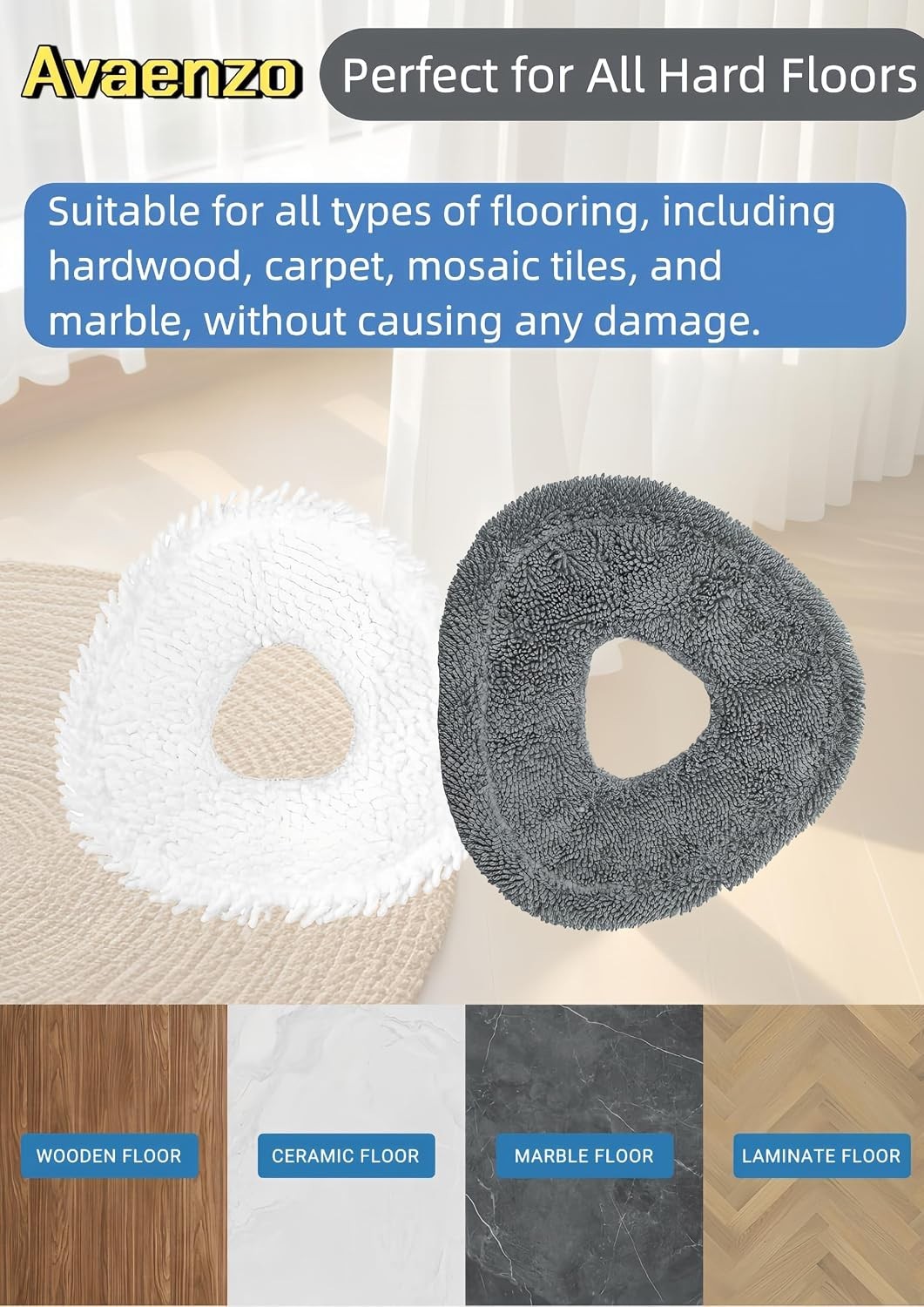 High-Performance Mop Pads for Narwal Vacuum – 8 Pack in Elegant Grey & White