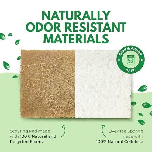 10 Pack Eco-Friendly Biodegradable Kitchen Sponges – Compostable Cellulose & Coc