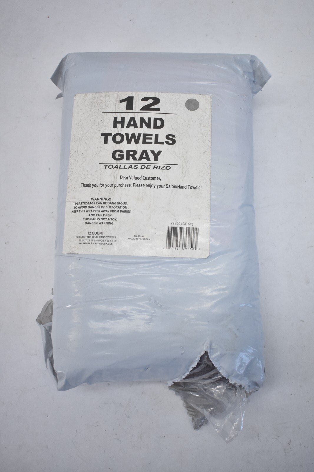 Simpli Magic 12 Pack Hand Towels Gray Absorbent Cloth Bathware 16″ x 27″