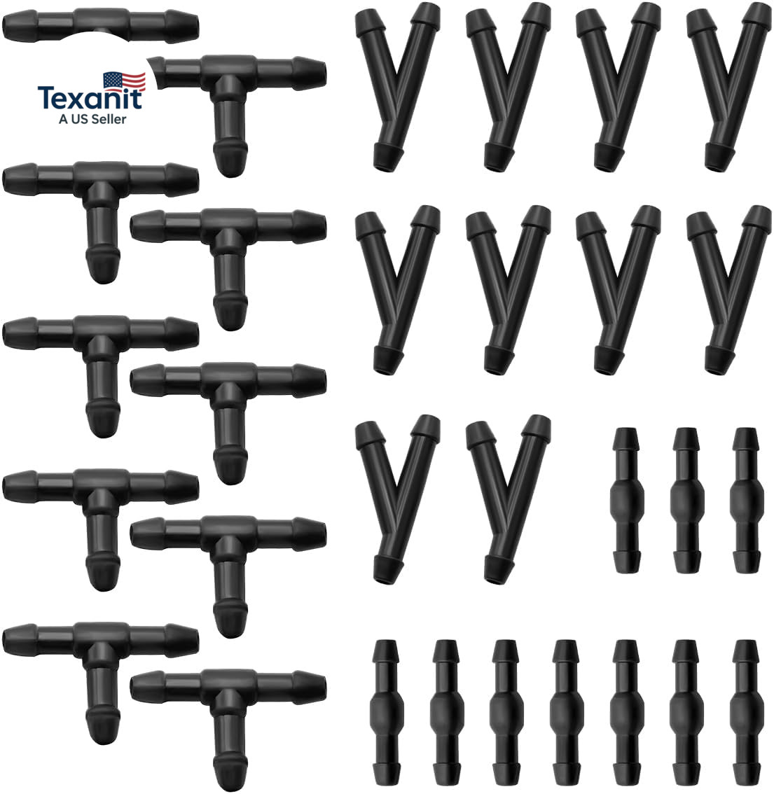 30 PCS Windshield Wiper Hose Connectors, 2-Way I Type 3-Way T/Y Type Windscreen