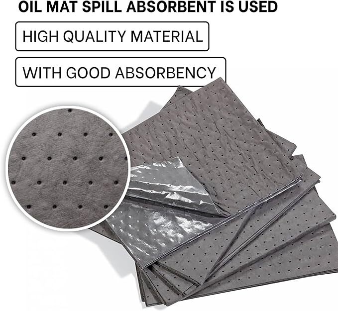 ATERET Oil Pads, Mats 15″ x 18″ – 100 Oil Absorbing Pads I White and Grey