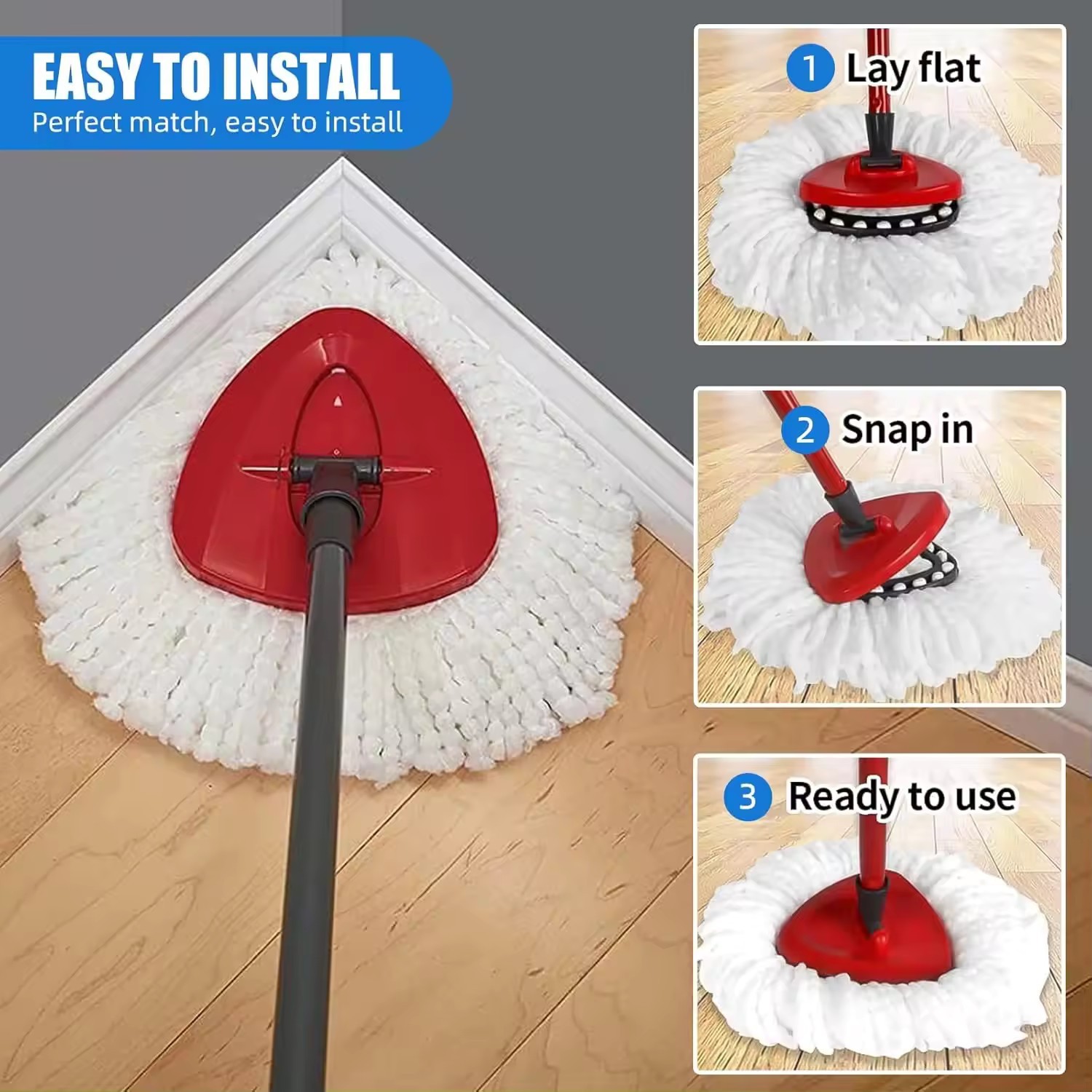 6P Replacement Microfiber Mop HEAD For O-Cedar Spin Mop Easy Clean Wring Refill