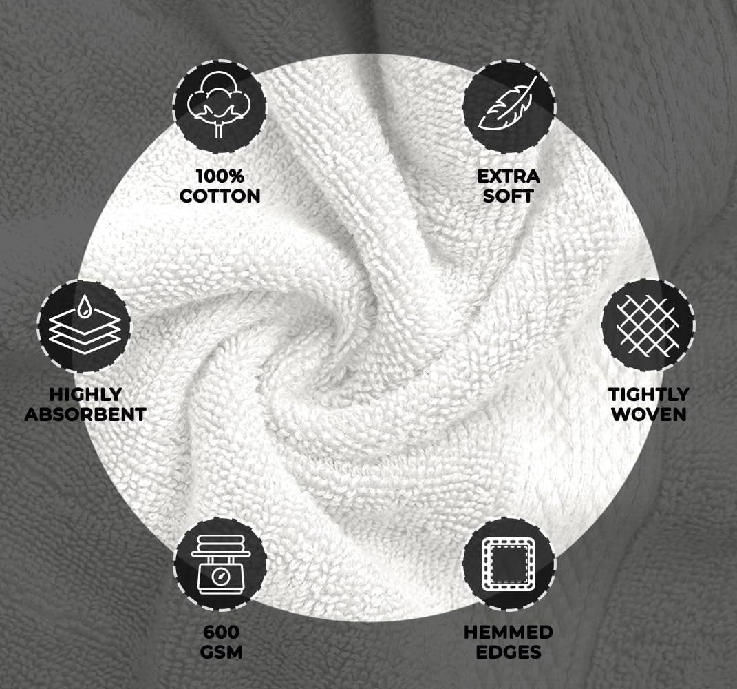 Wash Cloths 12 Pack White 100% Cotton Washcloths 12X12 Face