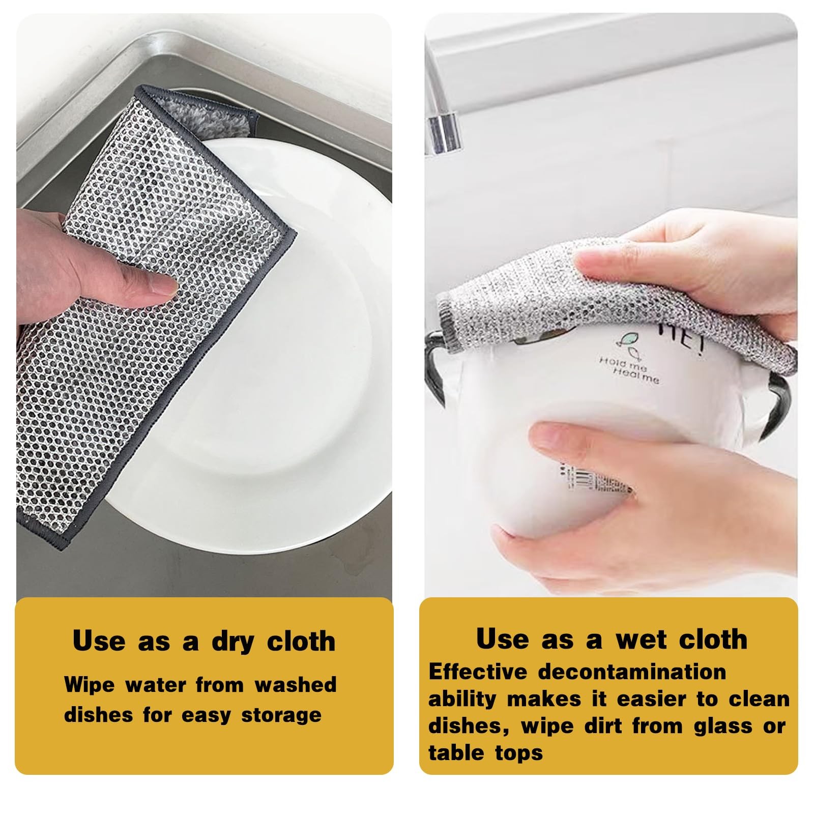 3 Pcs New Upgrade Non Scratch Wire Dishcloth, 2-Layer Super Absorbent Dish Cl…