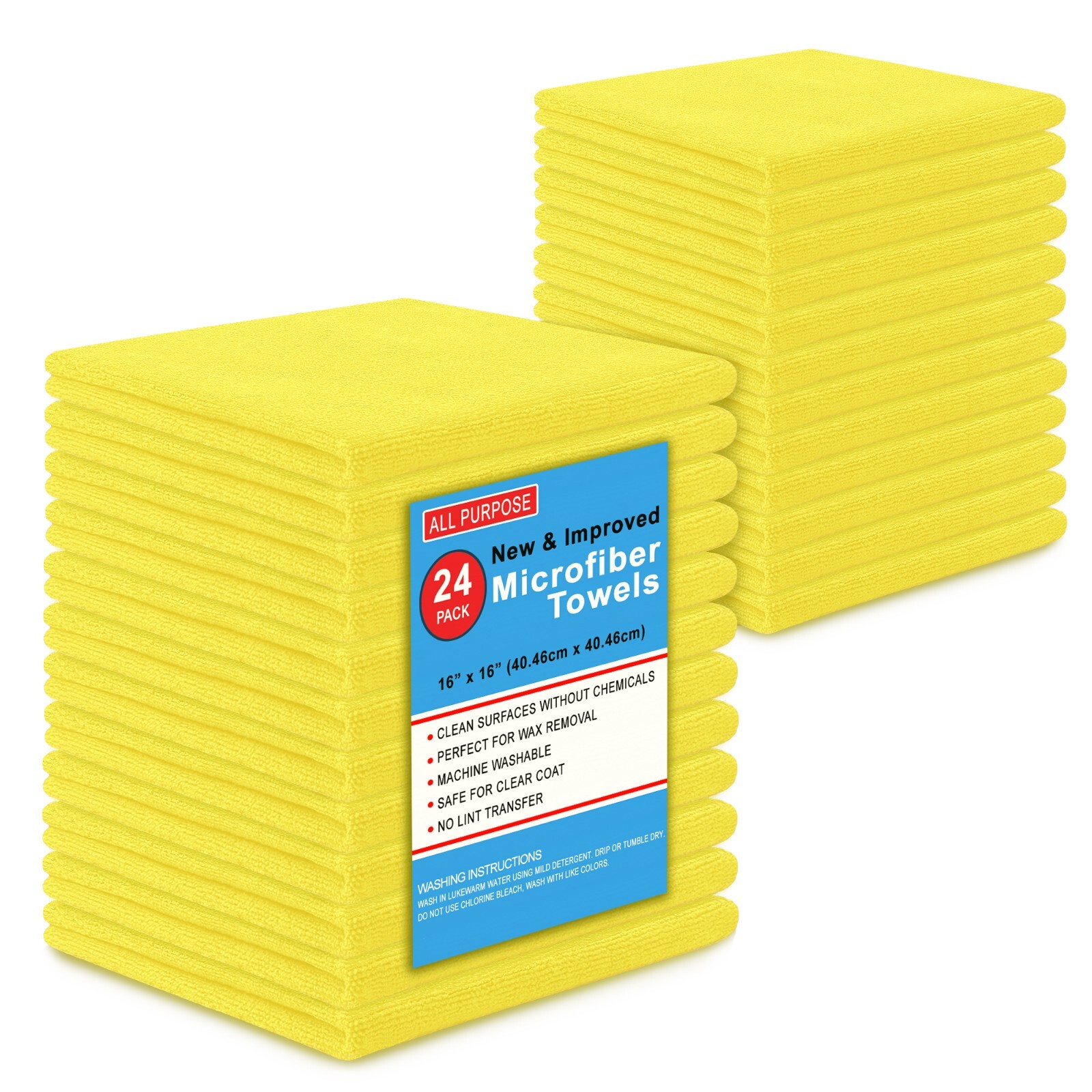 Microfiber Cleaning Cloth Set Of 24 Towel Rag Car Polishing Detailing No-Scratch