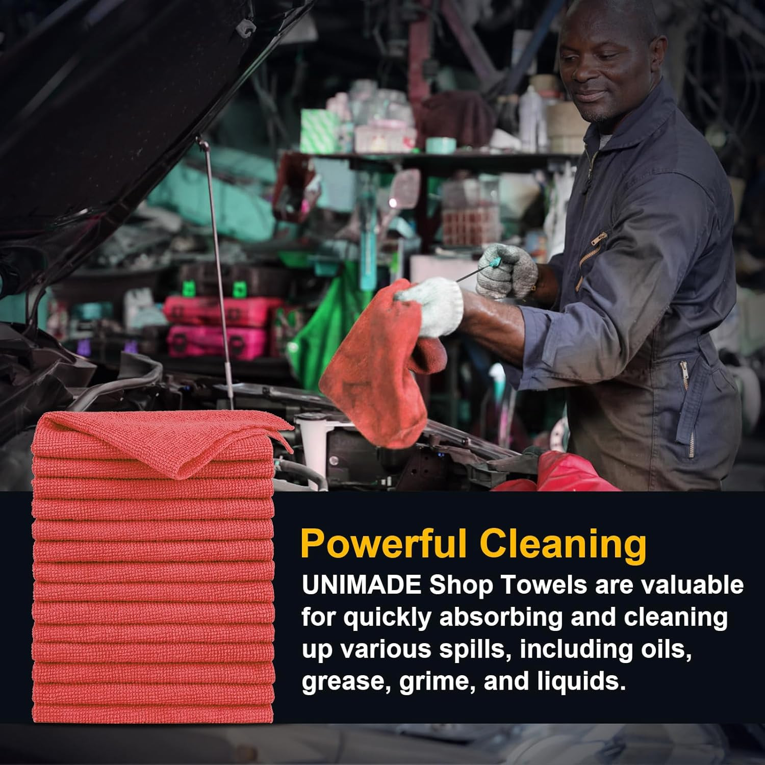 Shop Towel, 100 Pack Commercial Grade Work Rags Microfiber Towels for Cars Clean