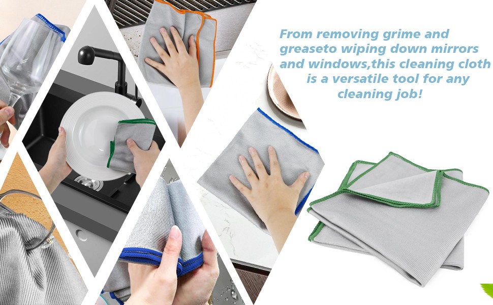 12 Pack Microfiber Glass Cleaning Cloth, 320GSM Thick Lint Glass Towels,