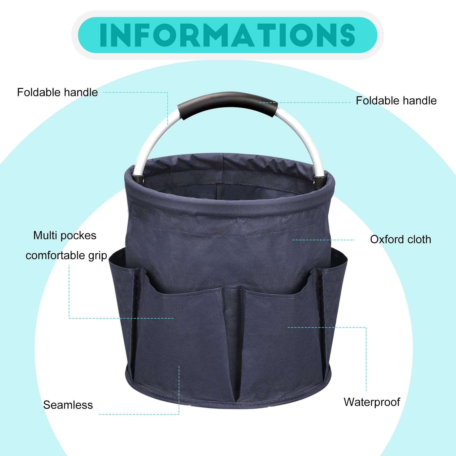 Ashmacdo Cleaning Caddy for Supplies,17L Supply Navy Blue