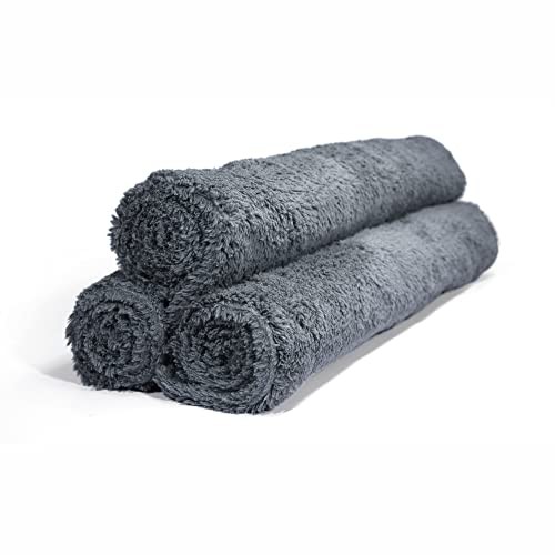 Universal Microfiber Towels – 600GSM Edgeless Design – 16″ x 16″ (3-Pack) Grey