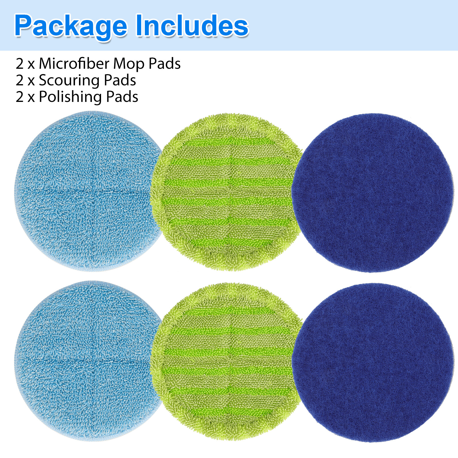 6Pcs Electric Mop Head Replacement Pads for Floor Cleaning Microfiber Washable