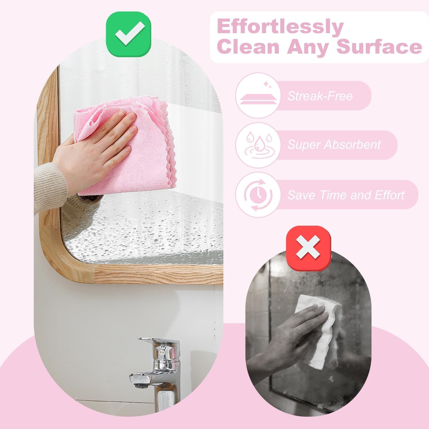 2 Roll Reusable Paper Towels, 100 Sheets Tear Away Microfiber Cloths, Lint Free