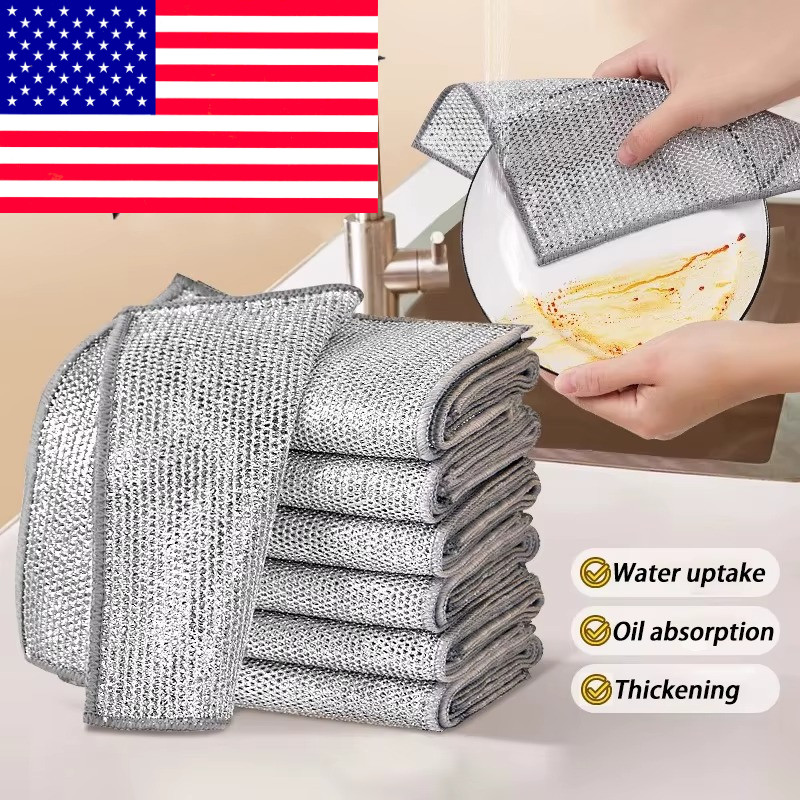 20/1pcs Magic Cleaning Cloth Thickened Double -sided Metal Steel Wire Rags Kitch