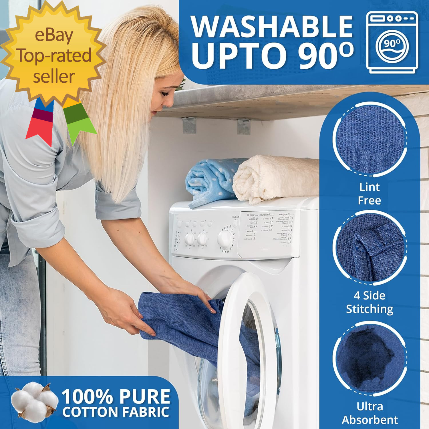 Surgical Towels for Cleaning Huck Towels 12 Pack 100% Cotton Size 15X25 Blue Cle